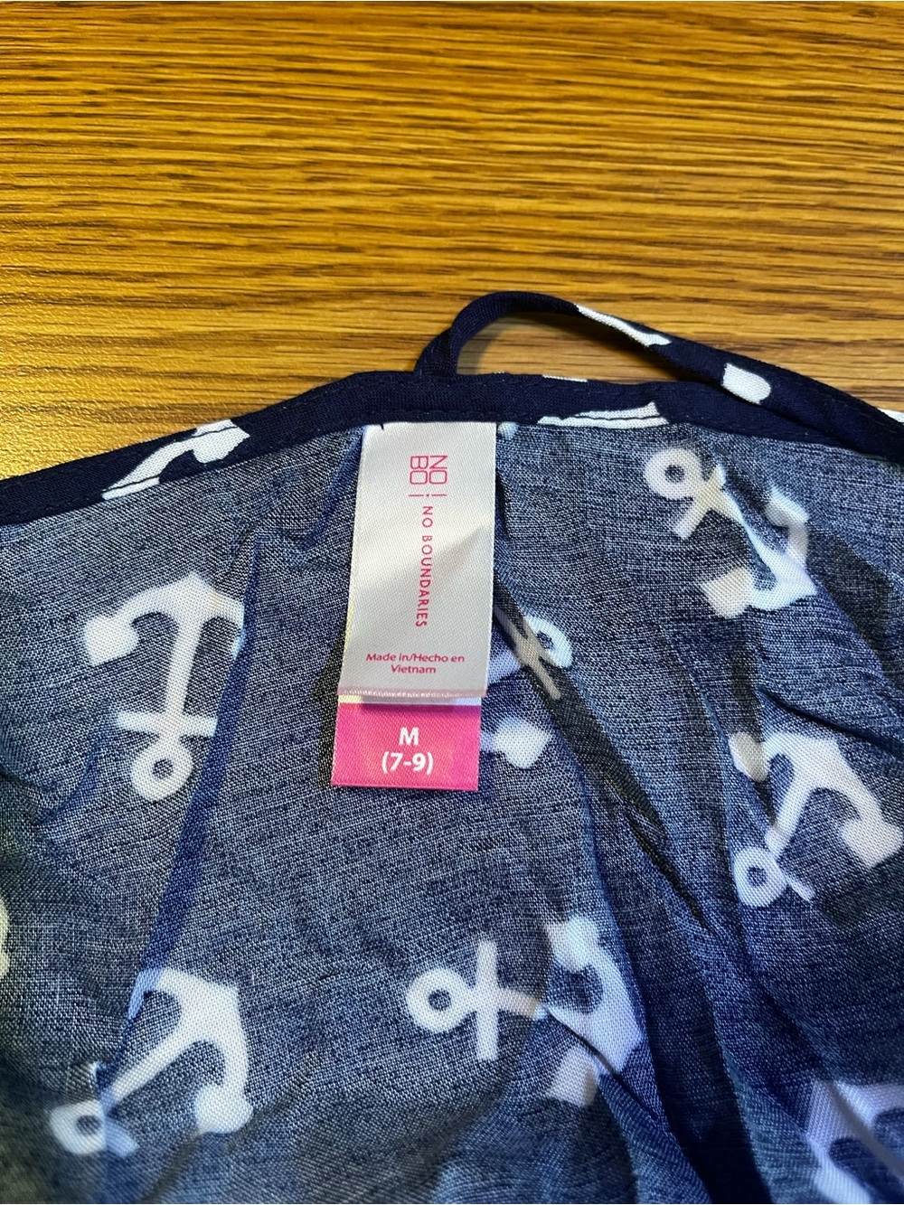 No Boundaries Navy and White Anchor sleeveless Top Size M 7-9 - Picture 5 of 8